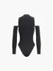 Mock Neck Cut Out Long Sleeve Bodysuit sold by COMMENSE