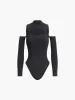 Mock Neck Cut Out Long Sleeve Bodysuit sold by COMMENSE