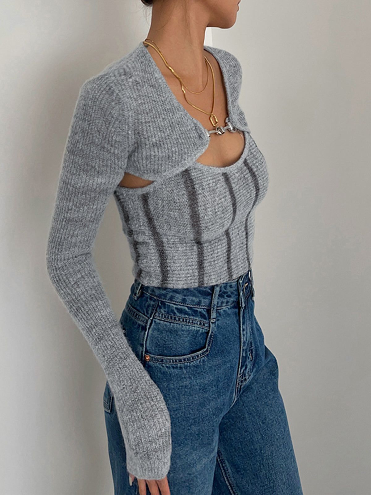 Leisurely Shrug Knit Two-Piece Matching Set sold by COMMENSE product image thumbnail 3