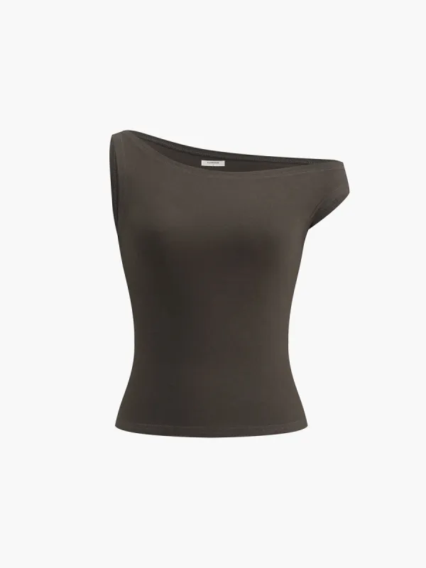 Asymmetrical Slim Tank Top sold by COMMENSE