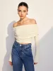 Off Shoulder Plain Knit Top sold by COMMENSE