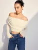 Off Shoulder Plain Knit Top sold by COMMENSE