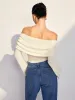 Off Shoulder Plain Knit Top sold by COMMENSE