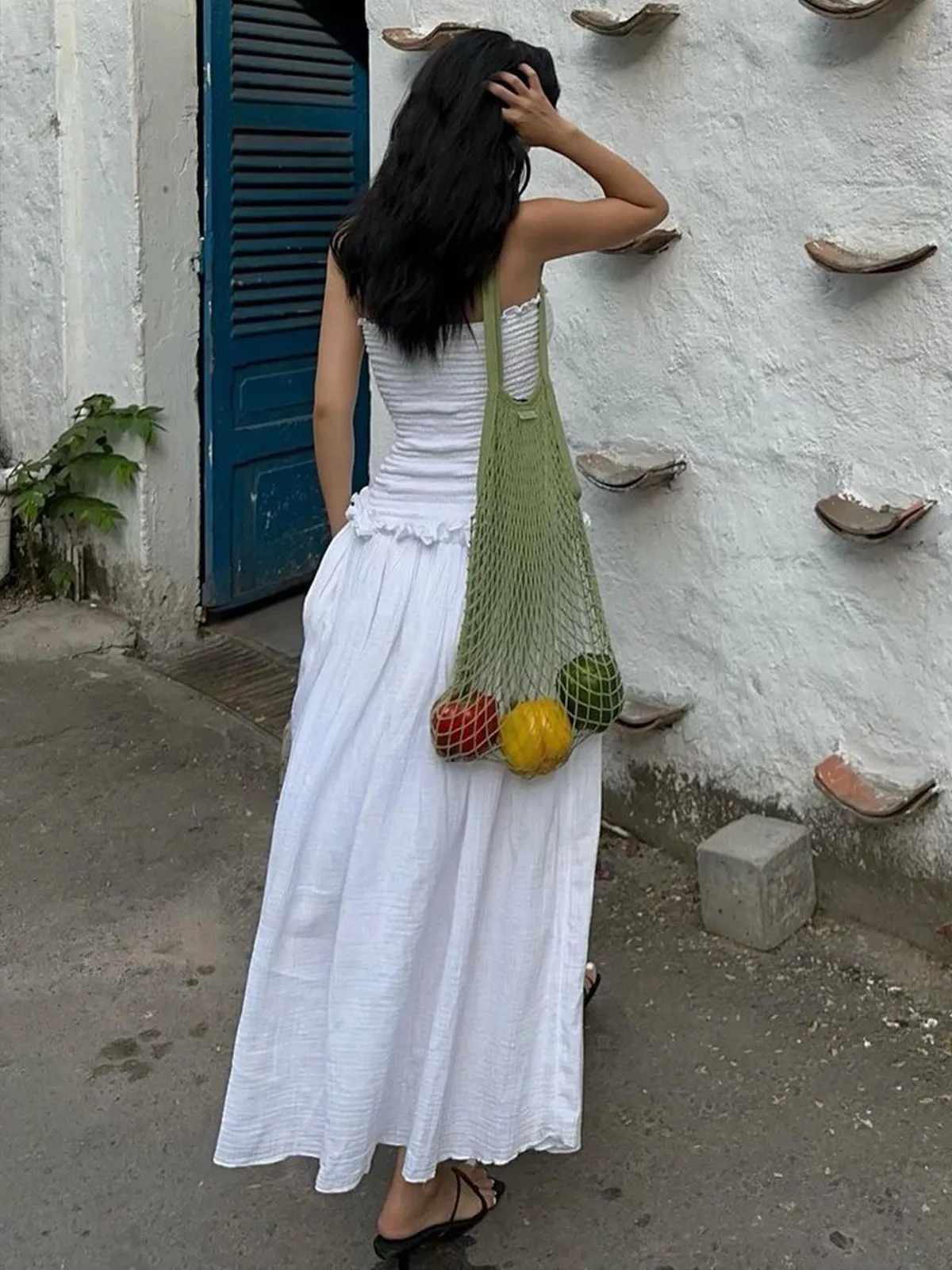 Cotton Blends Shirred Tube Long Dress sold by COMMENSE product image thumbnail 2