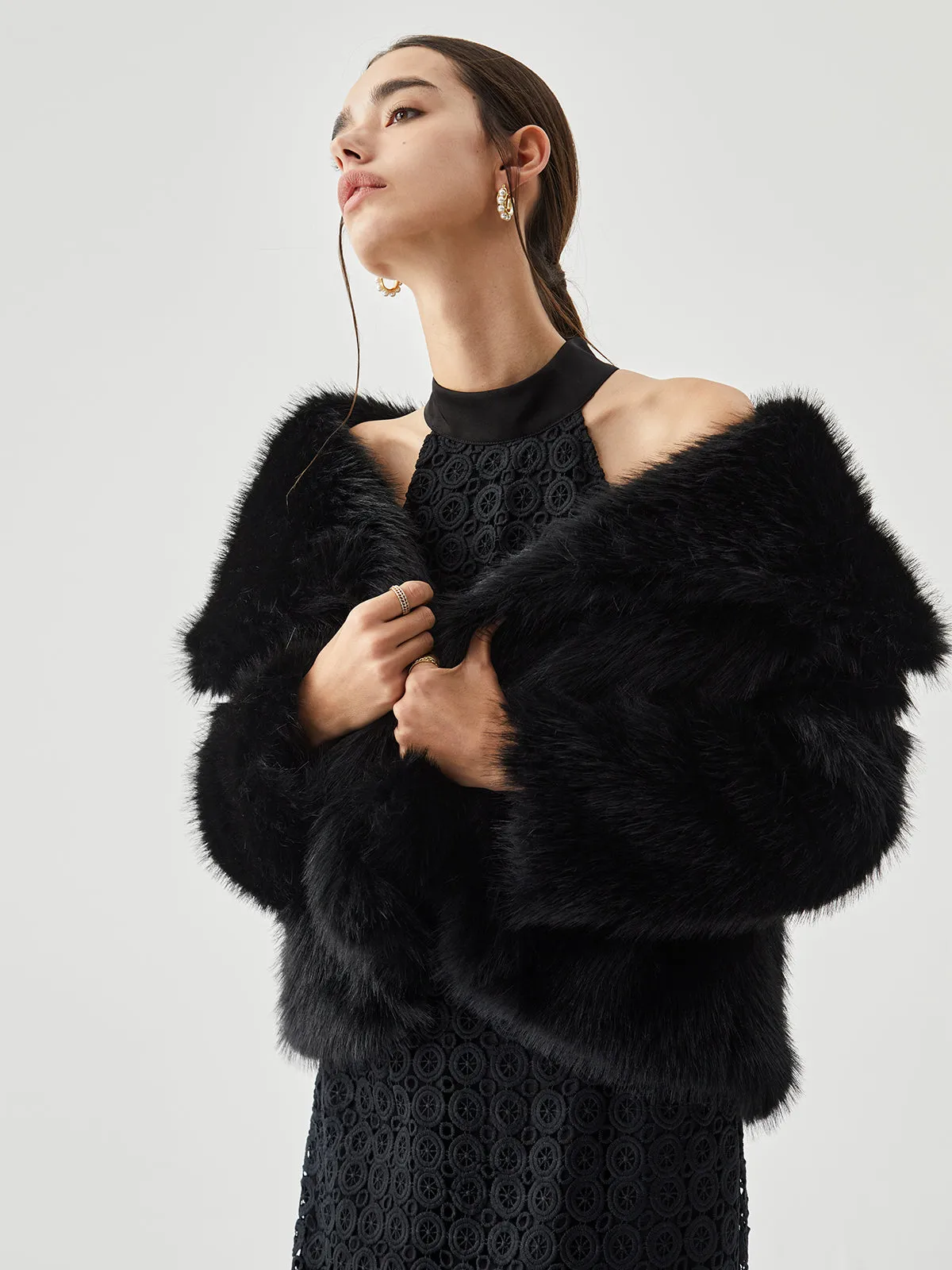 Elegant Fuzzy Faux Fur Coat sold by COMMENSE product image thumbnail 3
