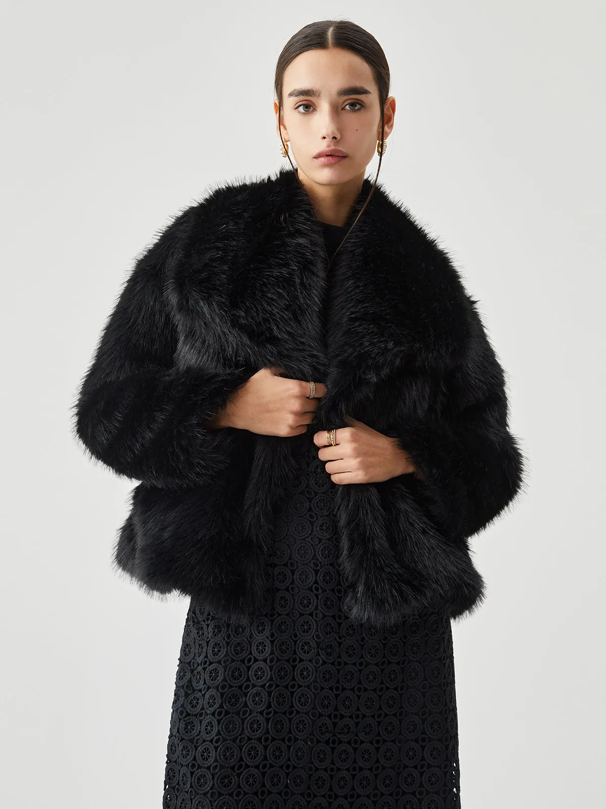 Elegant Fuzzy Faux Fur Coat sold by COMMENSE product image thumbnail 4