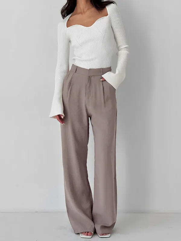 Business Casual Pleat Wide Leg Dress Pants sold by COMMENSE