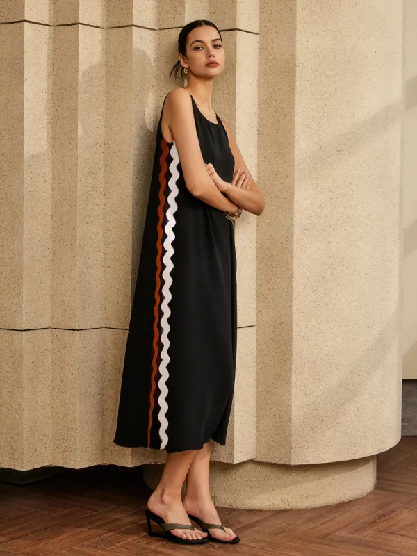 Contrast Trim Split Sleeveless Dress sold by COMMENSE