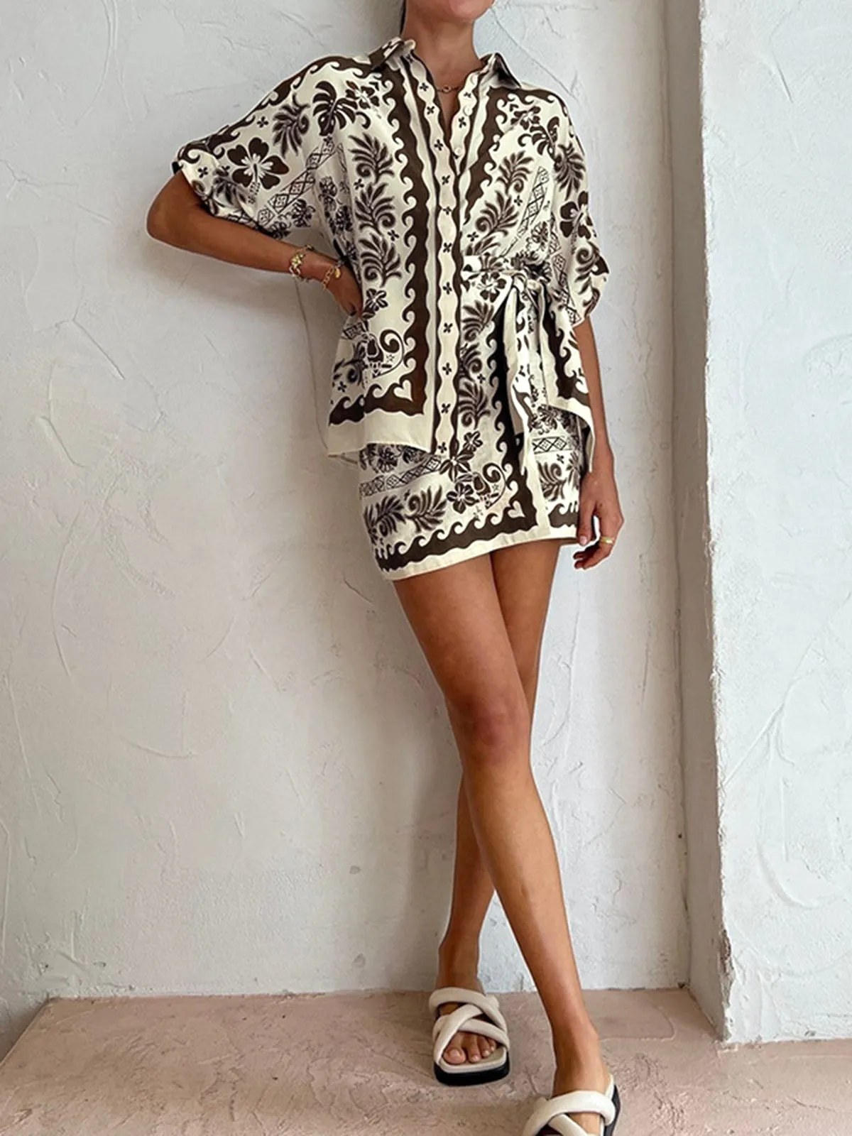 Tropical Plant Print Vacation Skirt Set sold by COMMENSE product image thumbnail 2