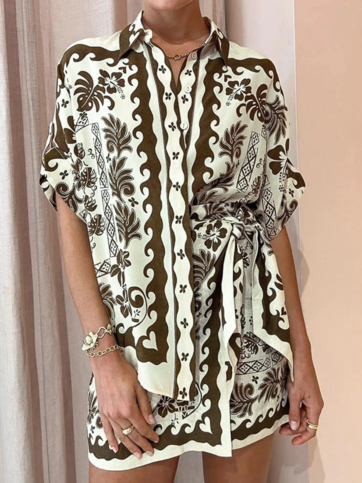 Tropical Plant Print Vacation Skirt Set sold by COMMENSE product image thumbnail 3