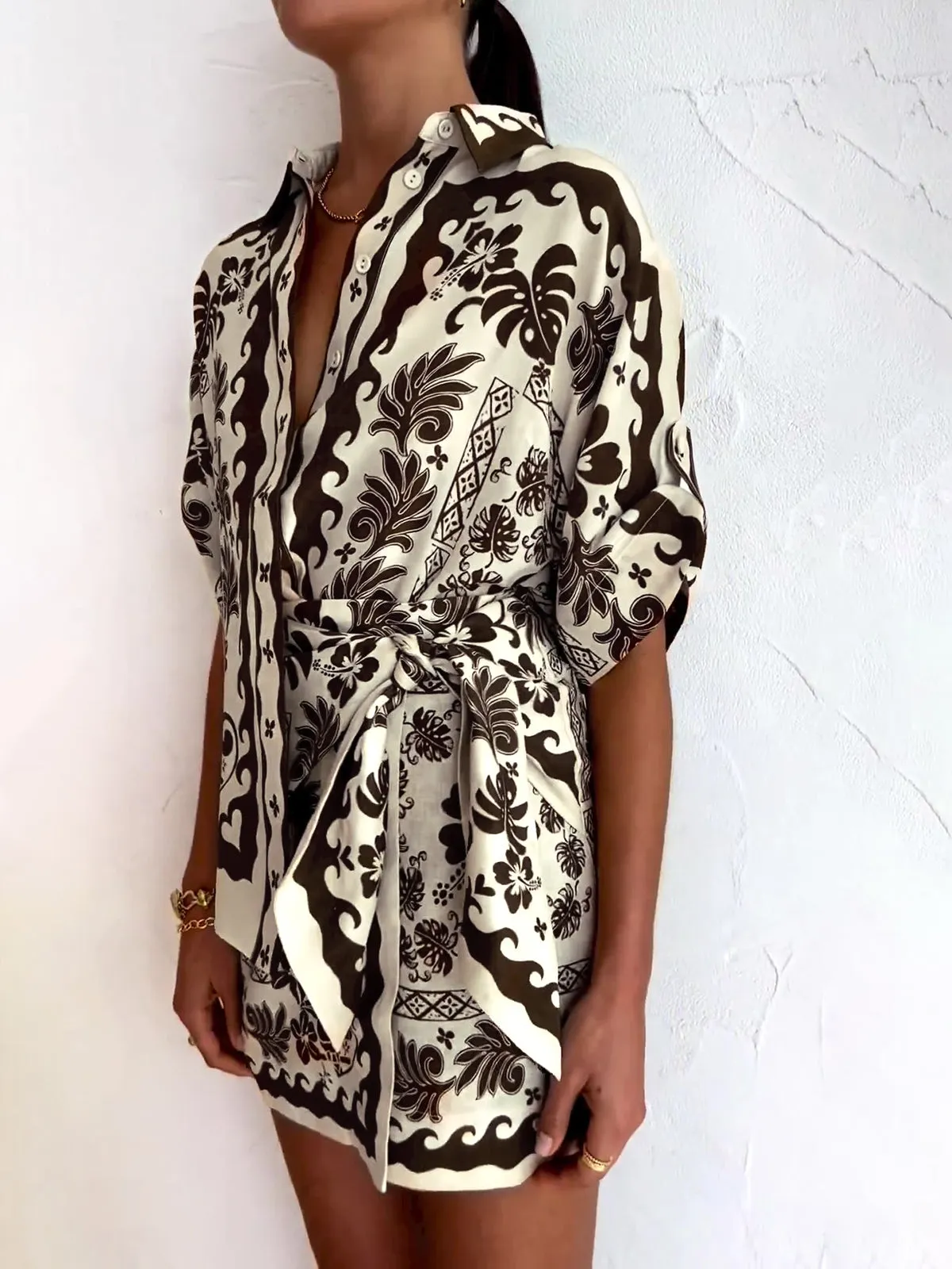 Tropical Plant Print Vacation Skirt Set sold by COMMENSE product image thumbnail 4