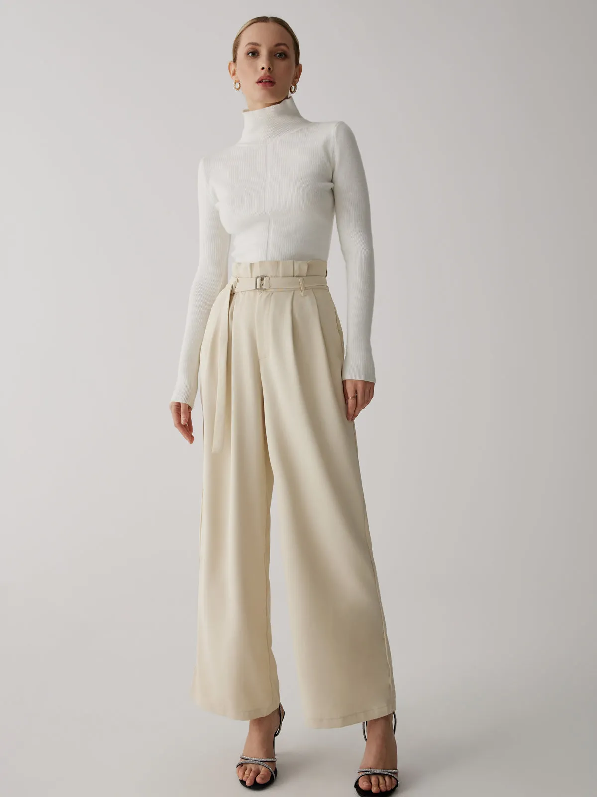 Wide-Leg Long Pants With Belt sold by COMMENSE product image thumbnail 3