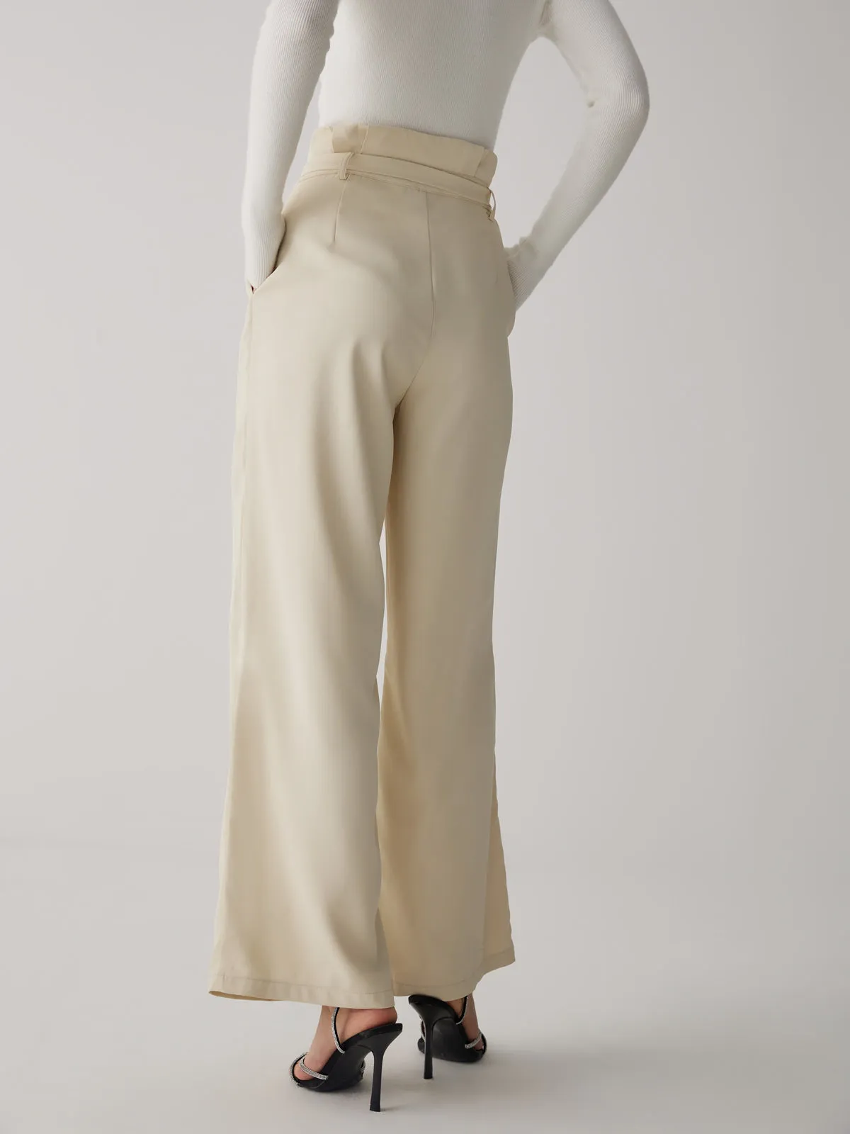 Wide-Leg Long Pants With Belt sold by COMMENSE product image thumbnail 4