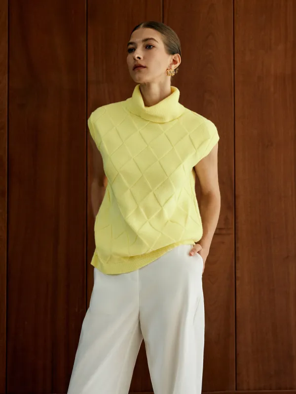 Turtleneck Diamond Sweater Vest sold by COMMENSE
