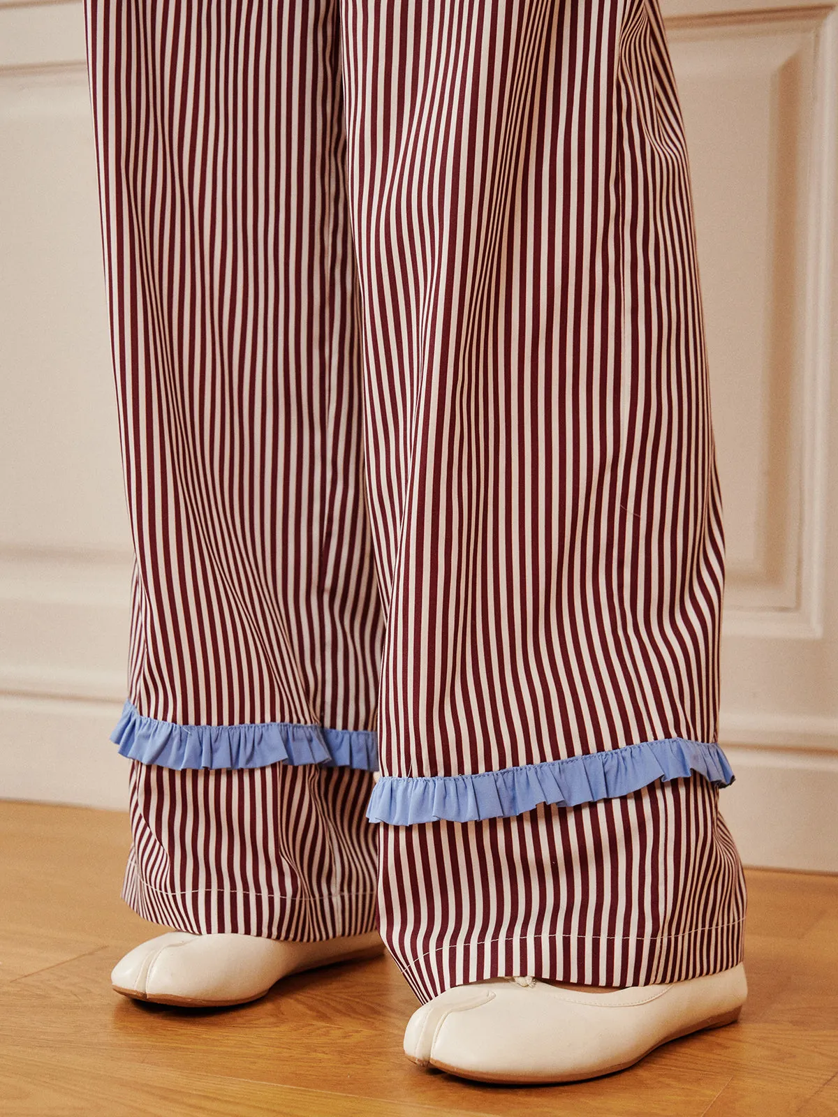 Pinstripe Ruffle Bow Pants sold by COMMENSE product image thumbnail 5