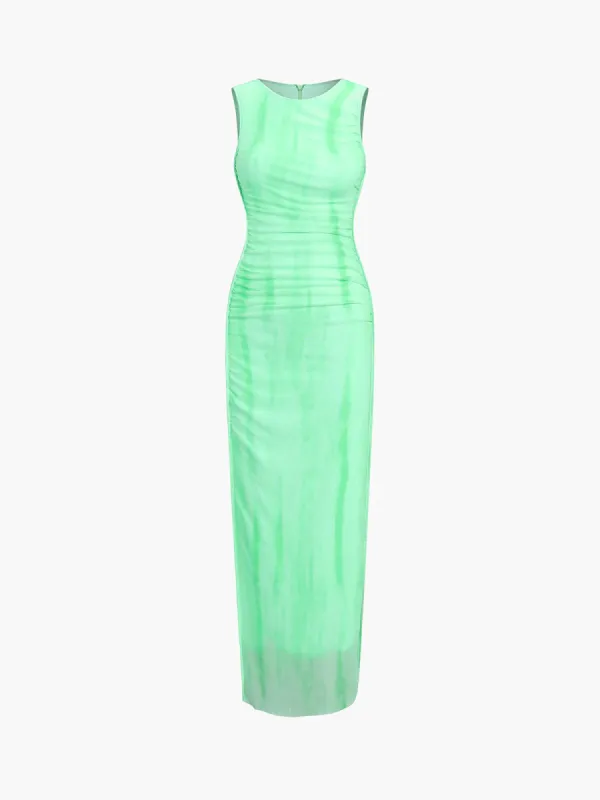 Mint Zippered Mesh Midi Dress sold by COMMENSE