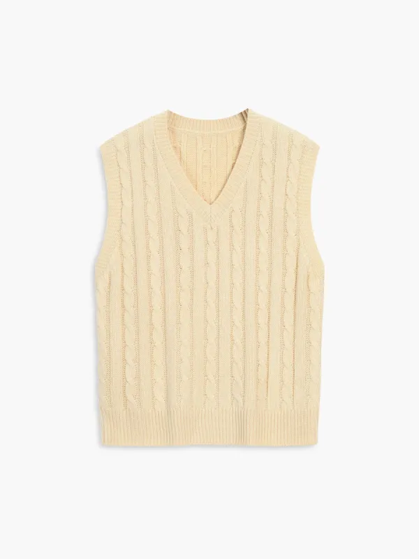 Free Feeling Cable Knit Sweater Vest sold by COMMENSE