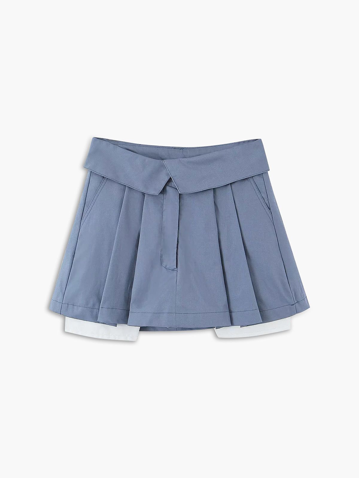 Turn Down Waist Layer Pleat Mini Skirt sold by COMMENSE