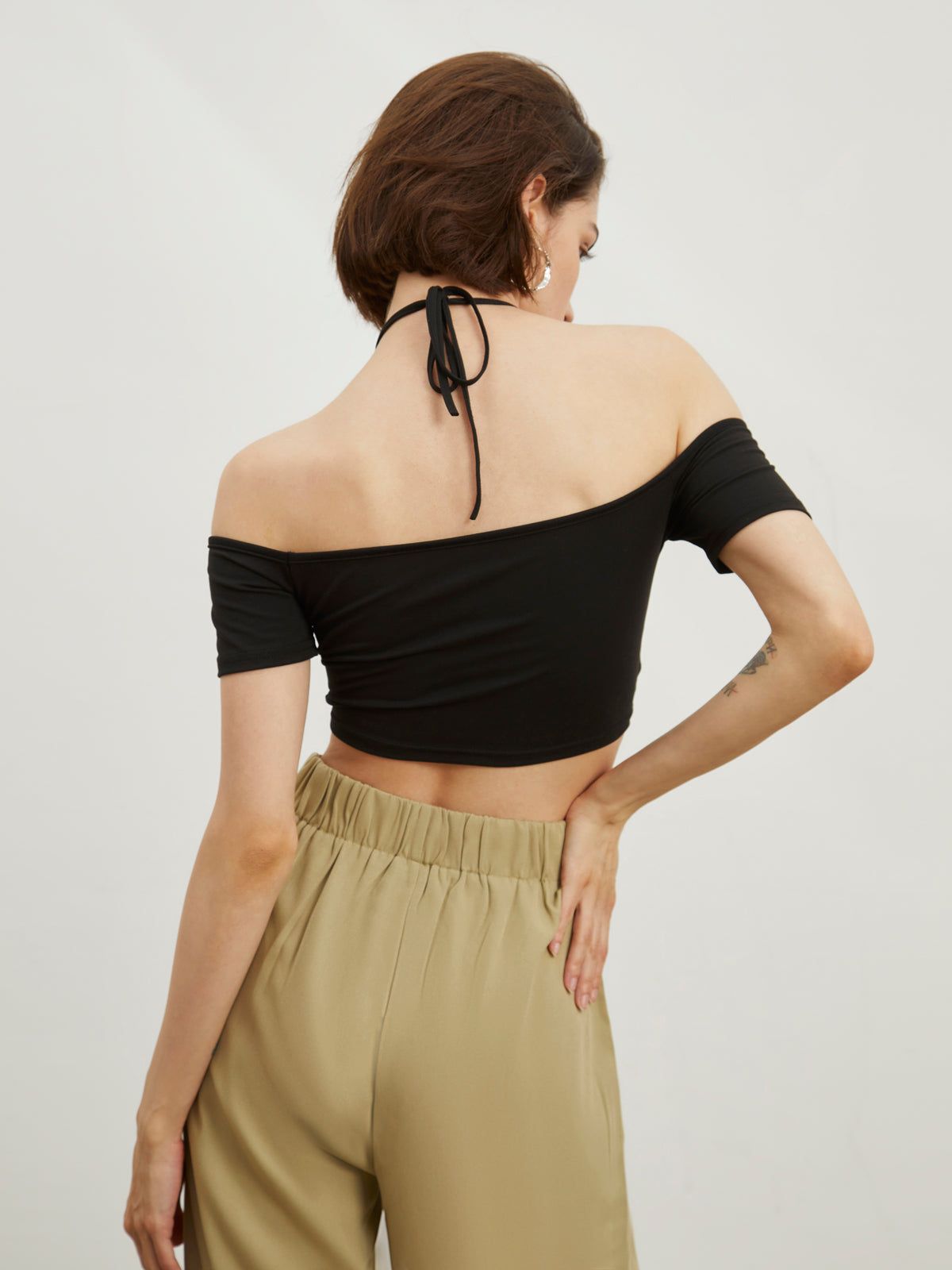 Off Shoulder Halter Crop Top sold by COMMENSE product image thumbnail 5