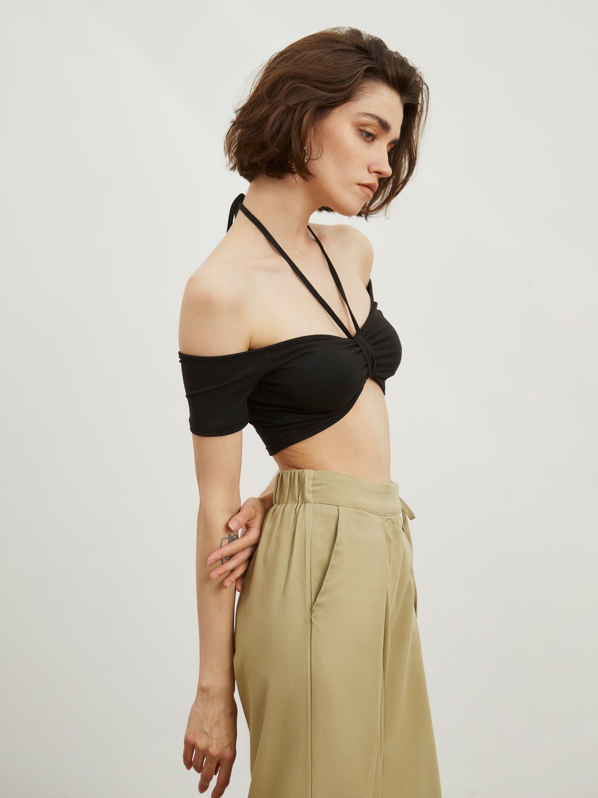 Off Shoulder Halter Crop Top sold by COMMENSE product image thumbnail 4