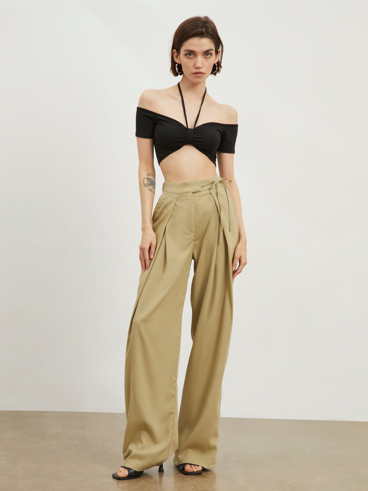Off Shoulder Halter Crop Top sold by COMMENSE