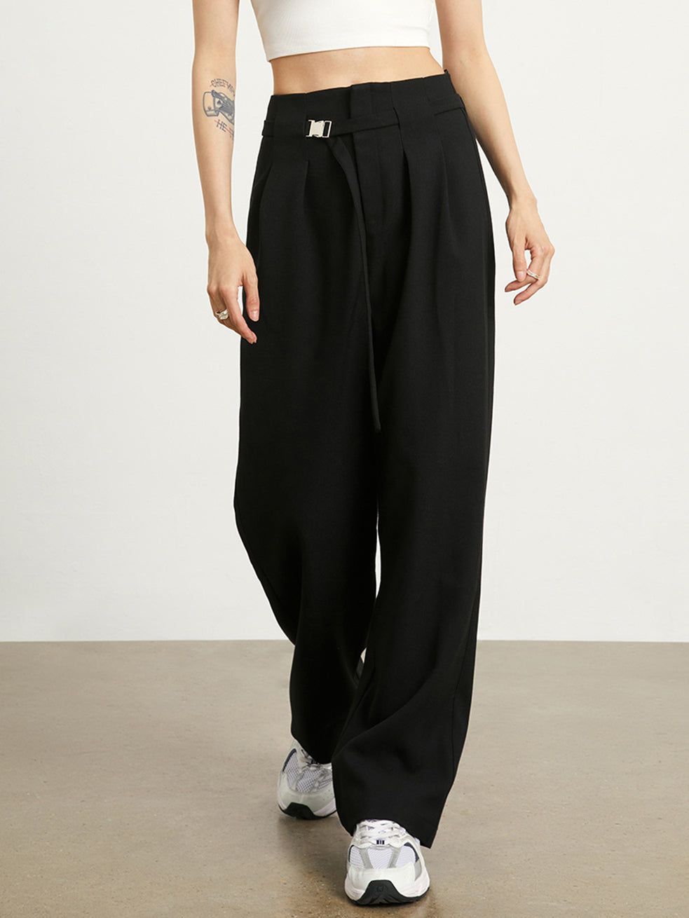Belted Smart Wide Leg Pants sold by COMMENSE