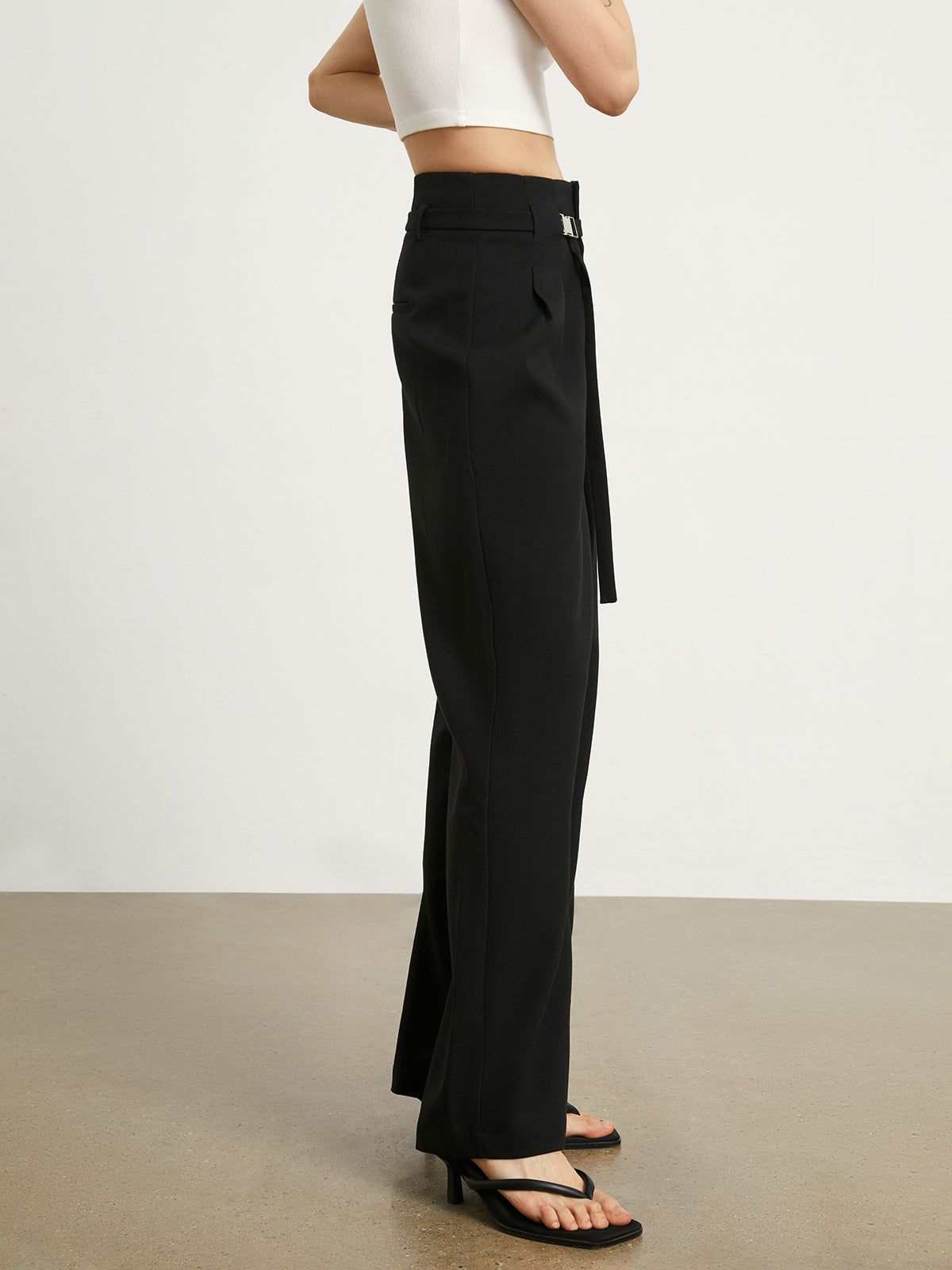 Belted Smart Wide Leg Pants sold by COMMENSE product image thumbnail 2