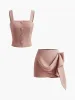 Twist Front Asymmetrical Hem Mini Skirt sold by COMMENSE