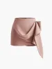 Twist Front Asymmetrical Hem Mini Skirt sold by COMMENSE
