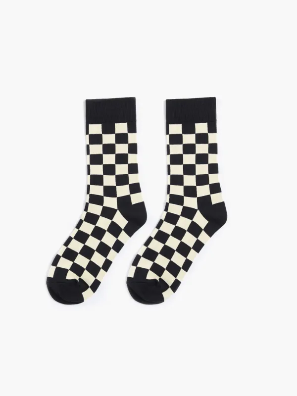 Checker Mid Calf Socks sold by COMMENSE