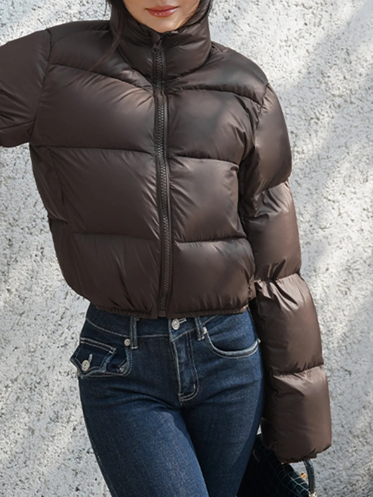 Cocoa Bean Stand Collar Quilted Puffer Coat sold by COMMENSE product image thumbnail 2