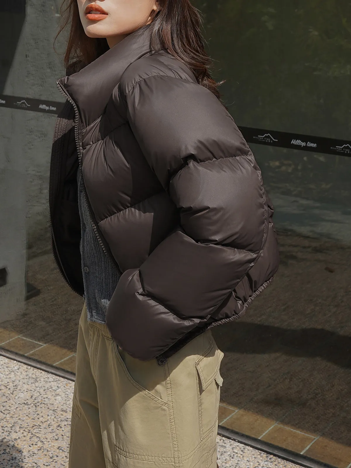 Cocoa Bean Stand Collar Quilted Puffer Coat sold by COMMENSE product image thumbnail 3