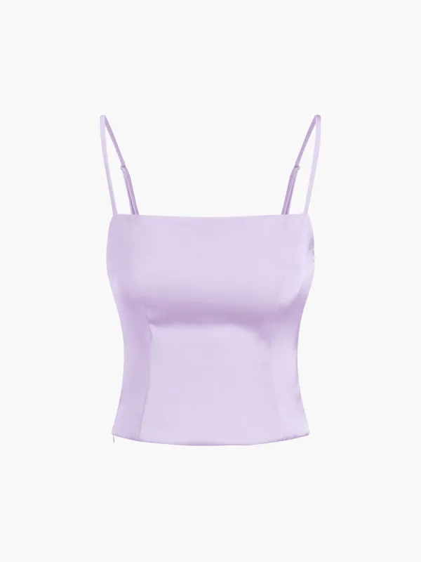 Satin Smocked Crop Top sold by COMMENSE