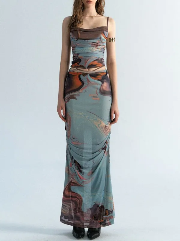 Island Hopping Mesh Two Piece Skirt Set sold by COMMENSE