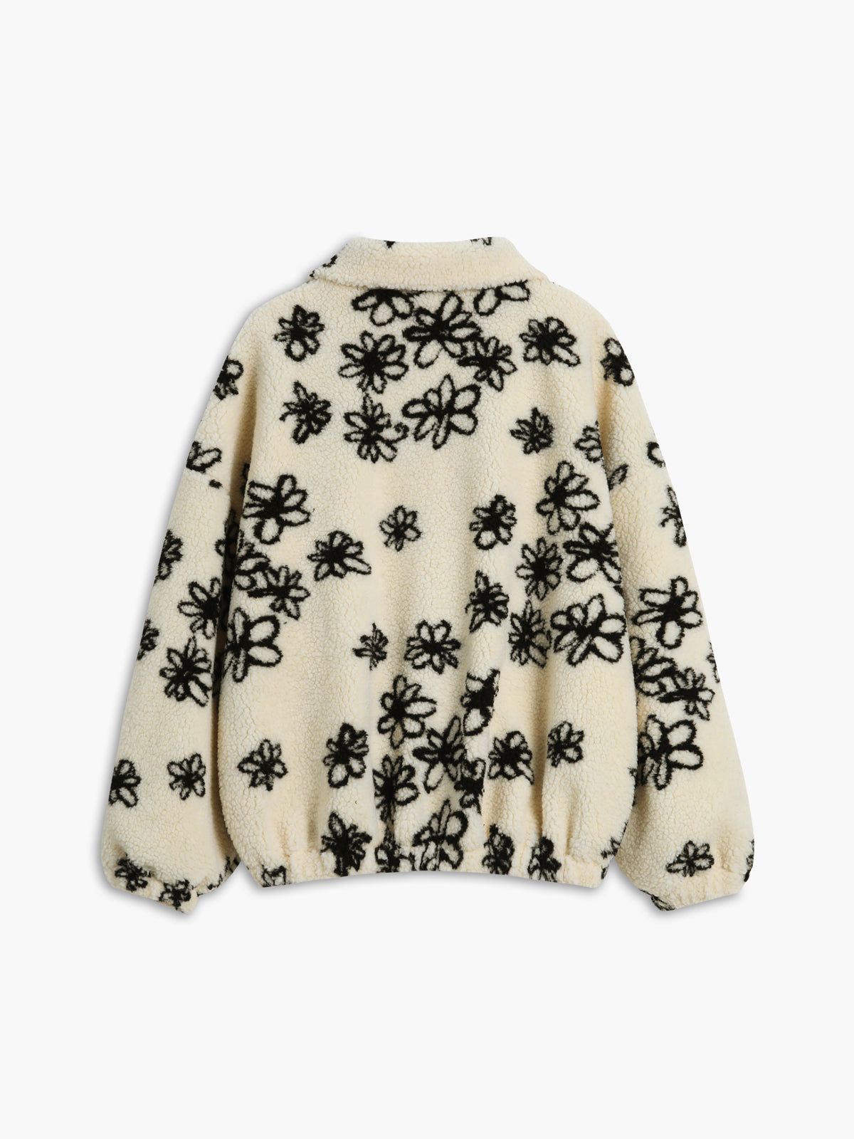Floral Print Zip Collar Sherpa Sweater sold by COMMENSE product image thumbnail 2