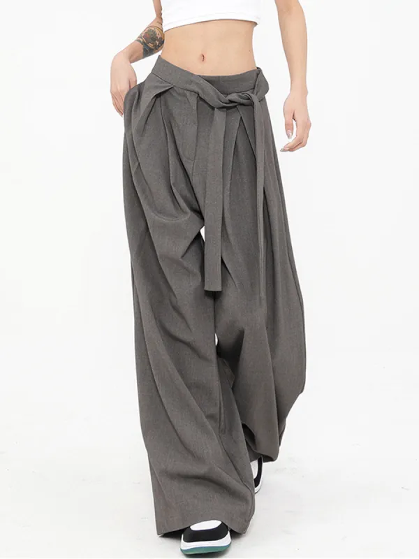Tied Pleated Full Length Wide Leg Dress Pants sold by COMMENSE