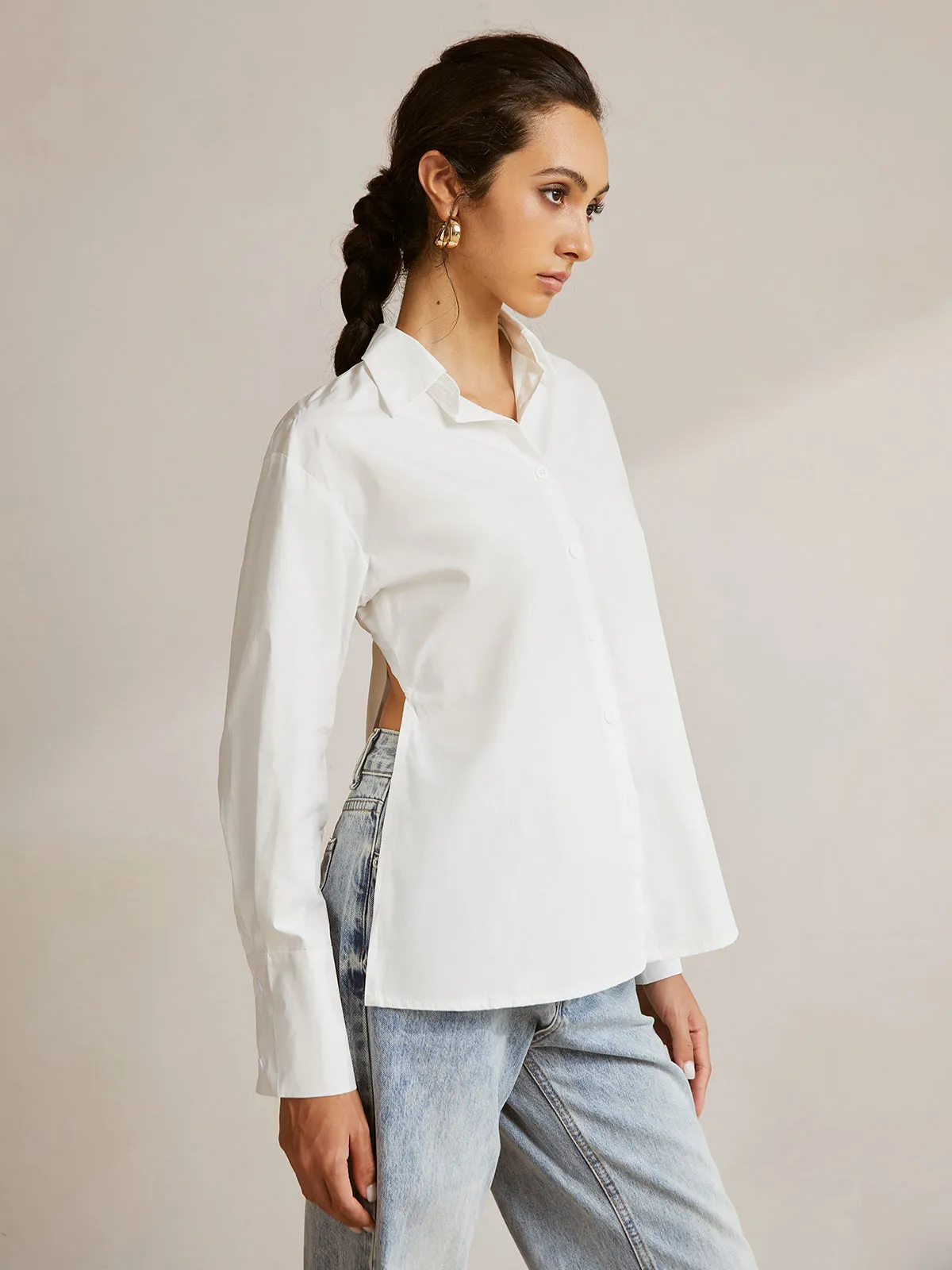 Long Sleeve Backless Bow Shirt sold by COMMENSE product image thumbnail 2