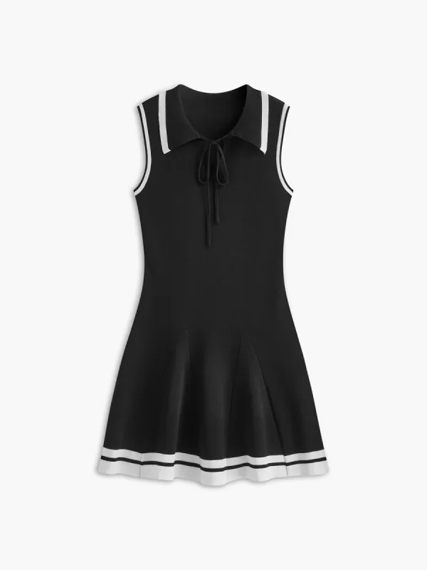 Contrast Trim Lace Up Sweater Dress sold by COMMENSE