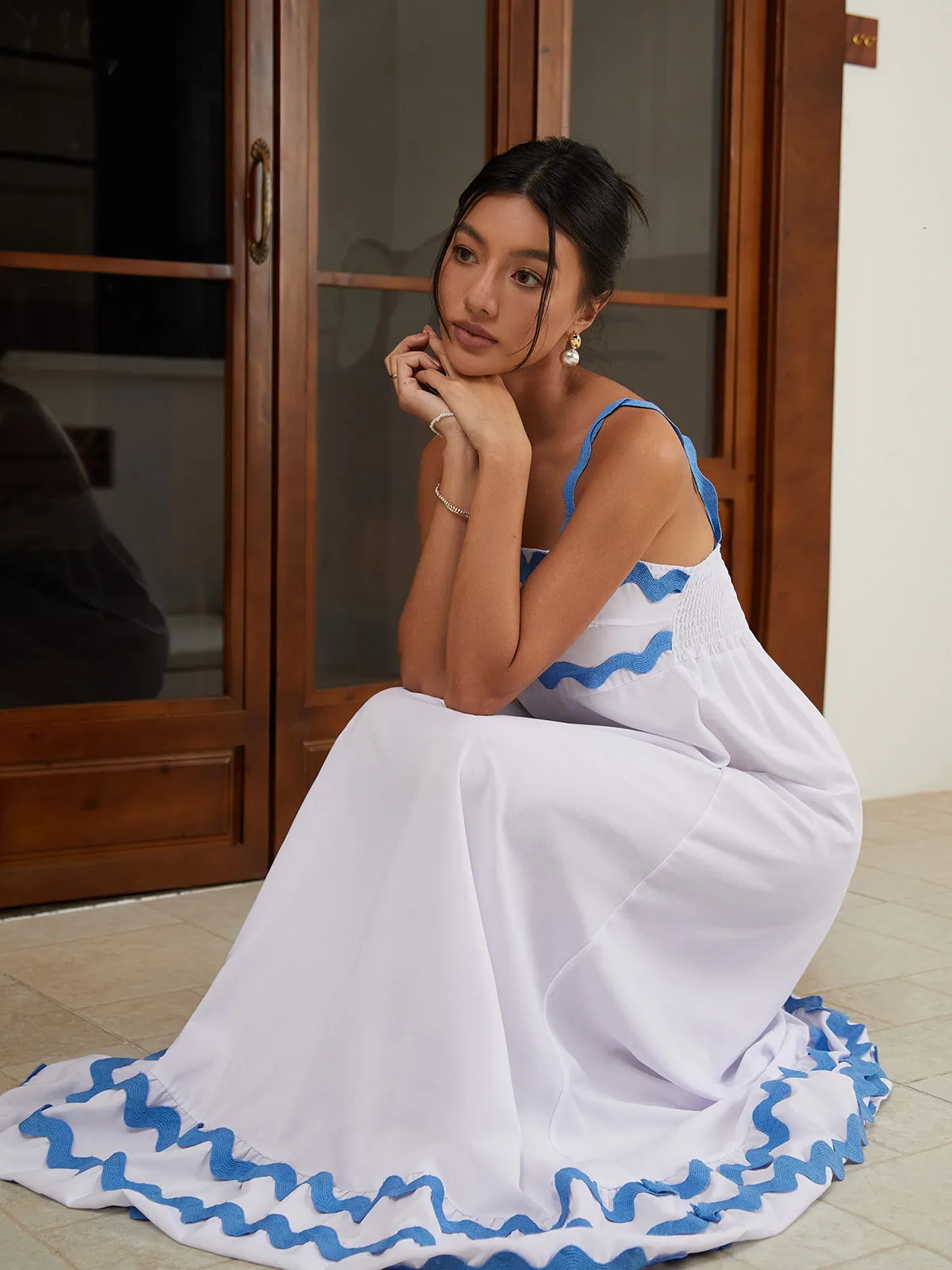 Contrast Trim Strap Long Dress sold by COMMENSE product image thumbnail 4