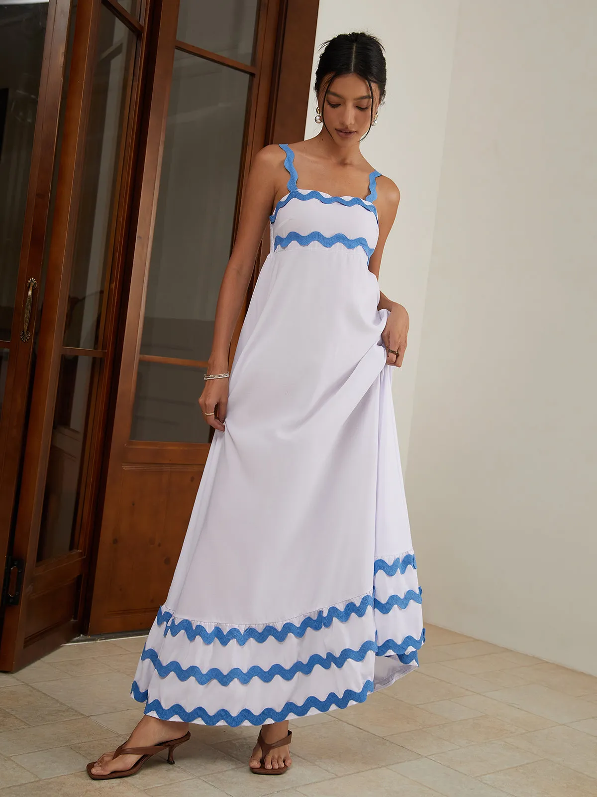 Contrast Trim Strap Long Dress sold by COMMENSE product image thumbnail 3