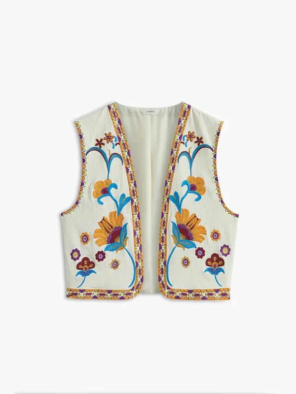 Nuboheme Floral Embroidery Vest sold by COMMENSE