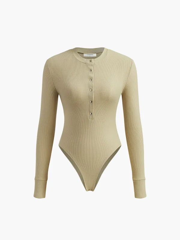 Ribbed Button Down Bodysuit sold by COMMENSE