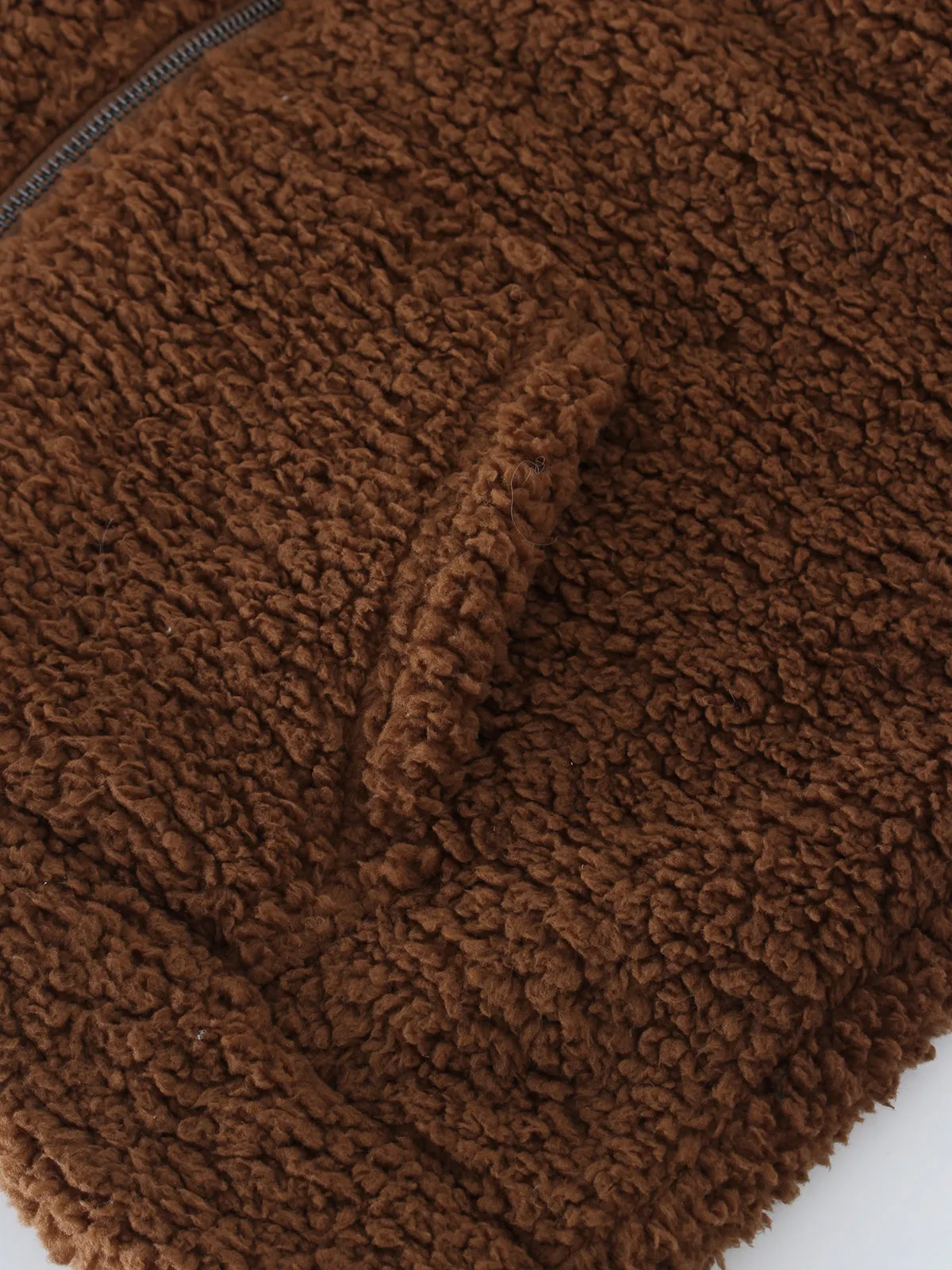 Caramel Stand Collar Fleece Jacket sold by COMMENSE product image thumbnail 4