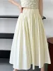 Cotton Creamy Pleated Maxi Skirt sold by COMMENSE