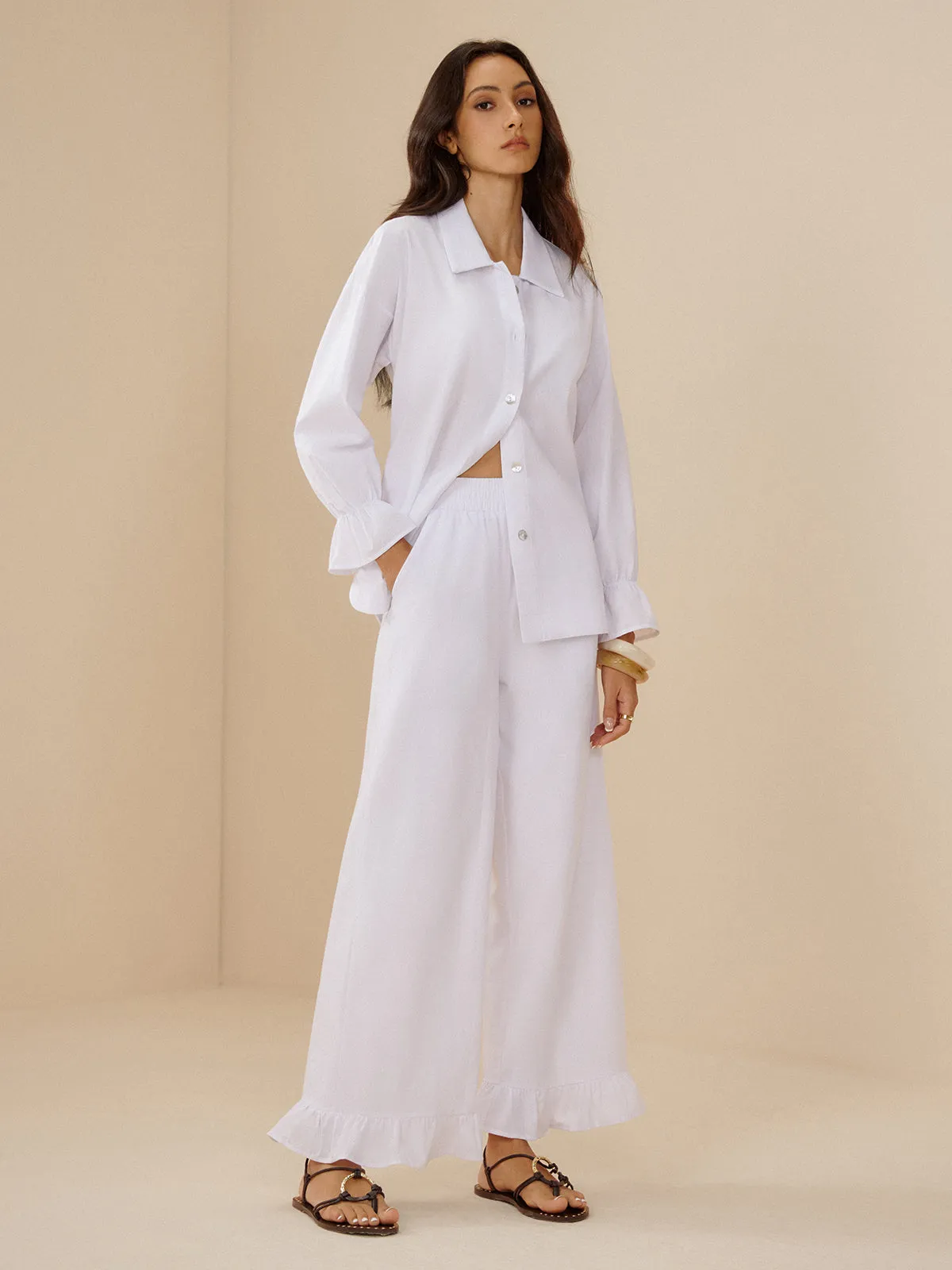 Cotton Ruffle Elastic Waist Pants Set sold by COMMENSE product image thumbnail 4