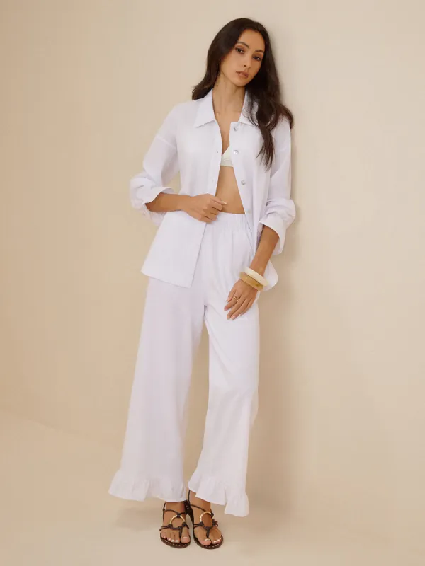 Cotton Ruffle Elastic Waist Pants Set sold by COMMENSE