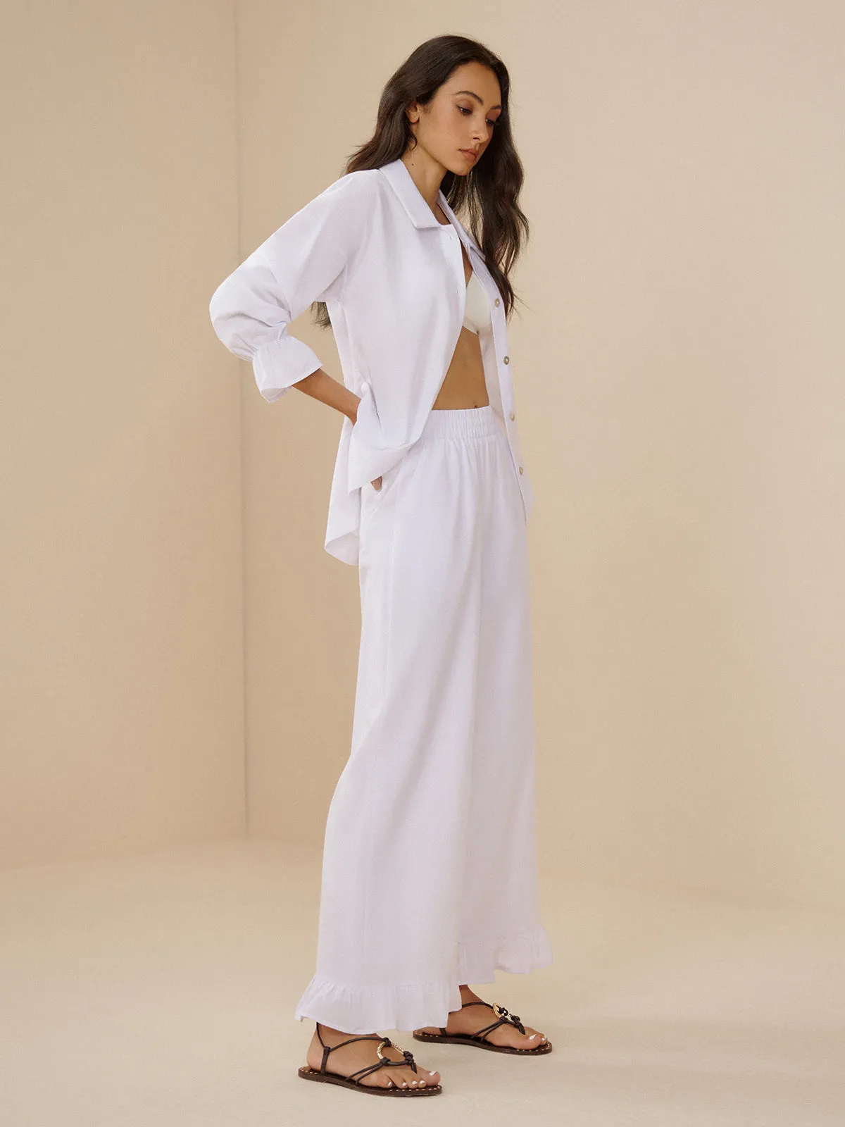 Cotton Ruffle Elastic Waist Pants Set sold by COMMENSE product image thumbnail 5