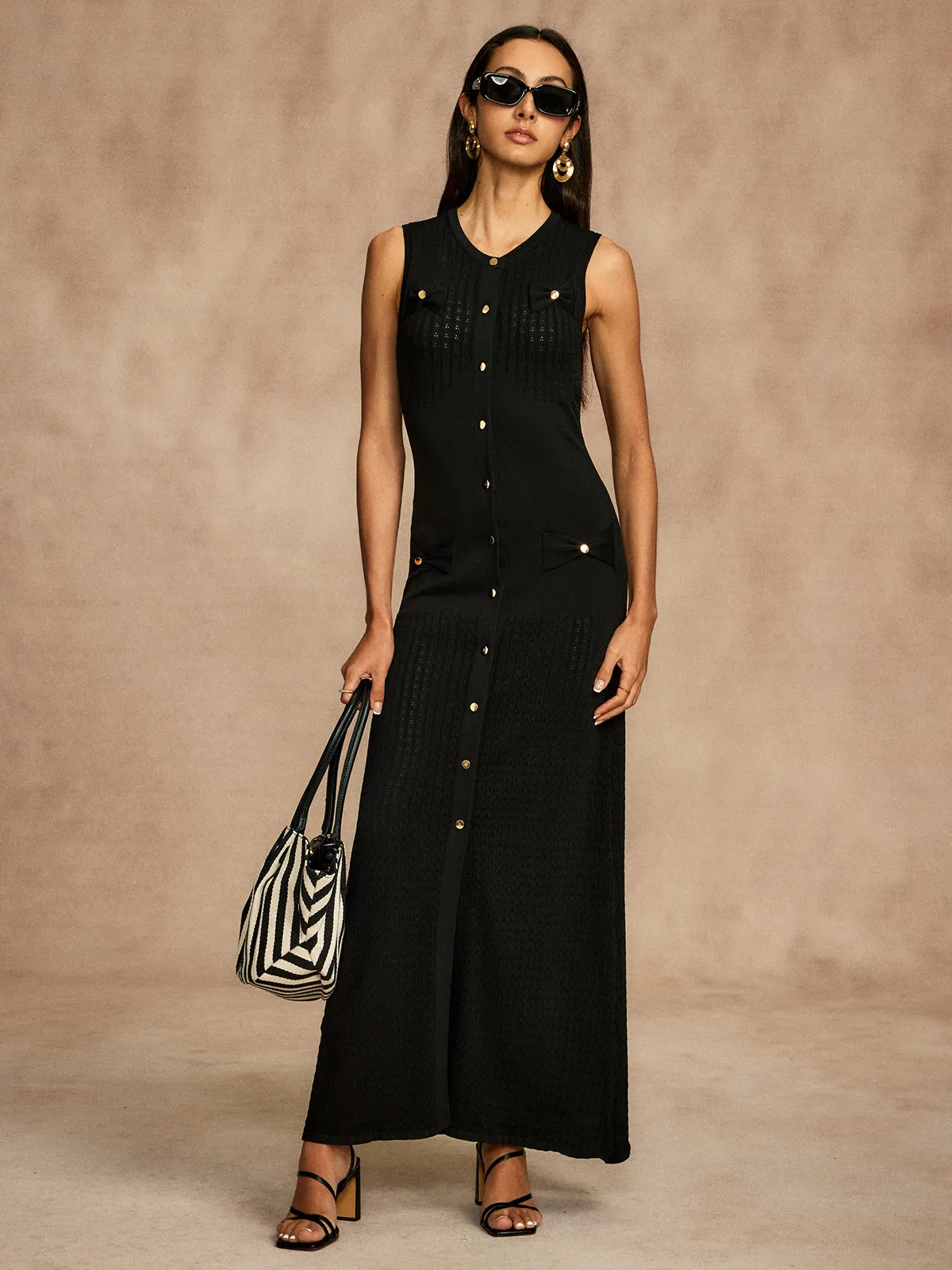 Pointelle Split Button Sweater Dress sold by COMMENSE product image thumbnail 5