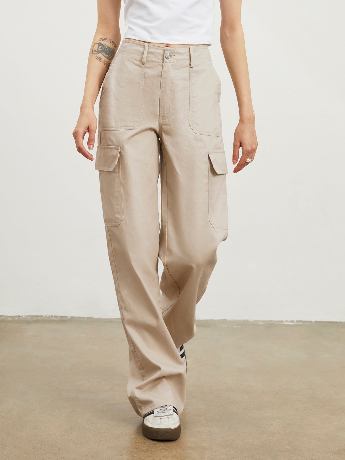 Cargo Buttoned Straight Leg Pants sold by COMMENSE product image thumbnail 2