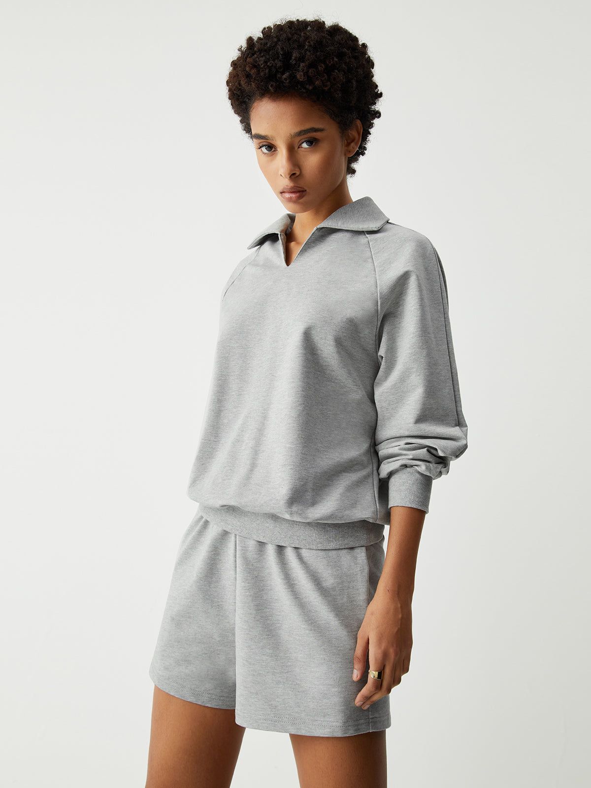 Open Collar Two Piece Shorts Set sold by COMMENSE product image thumbnail 2